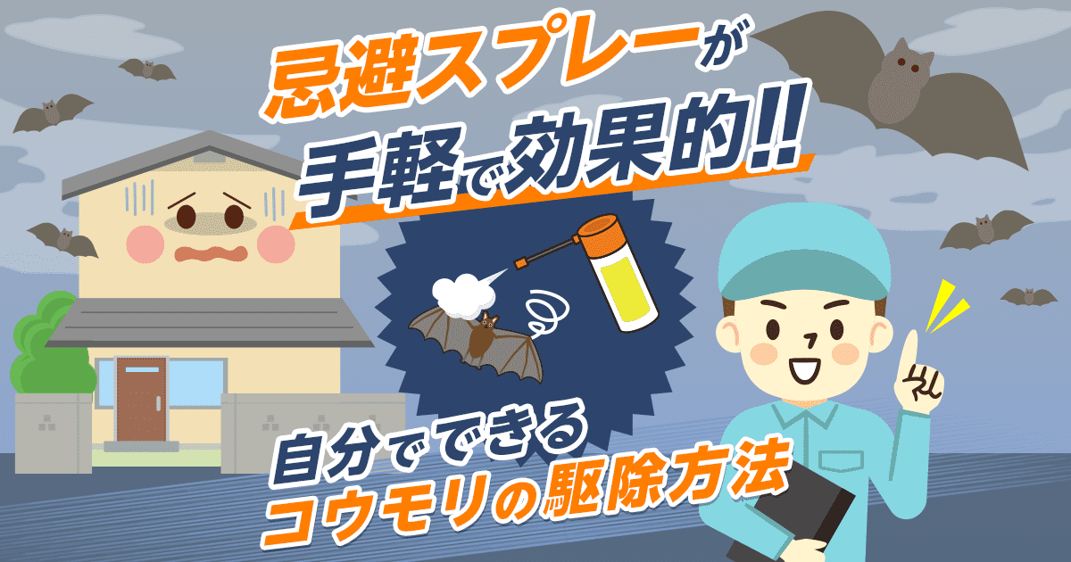 忌避スプレーが手軽で効果的！！自分でできるコウモリの駆除方法